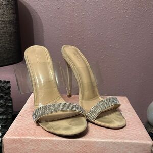 Forever 21 Beige Heels with Rhinestone Detail